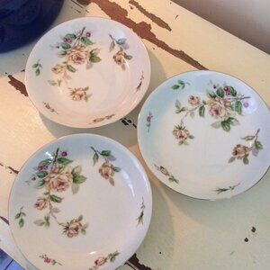 Lynmore Fine China Golden Rose Vintage Soup Bowls - Qty 3